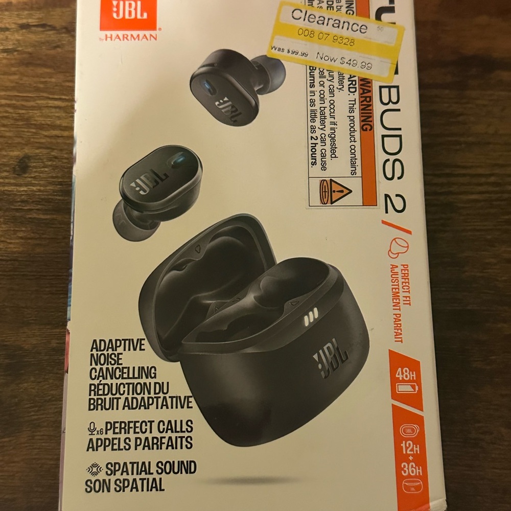 New in box- JBL Tune Buds 2 Black Wireless Earbuds